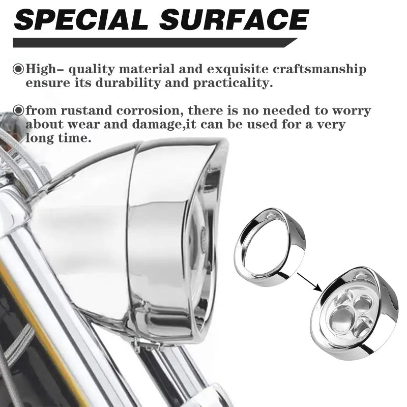 SKTYANTS 7 inch Motorcycle Trim Ring 7" inch Headlight For Motorcycle 12-14 FLD 94-14 FLHR 86-14-FLST (Chrome) - Image 5